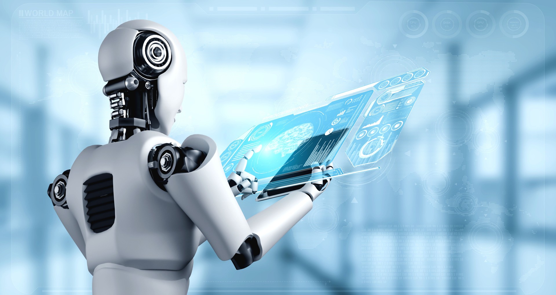 Robot humanoid using tablet computer for big data analytic